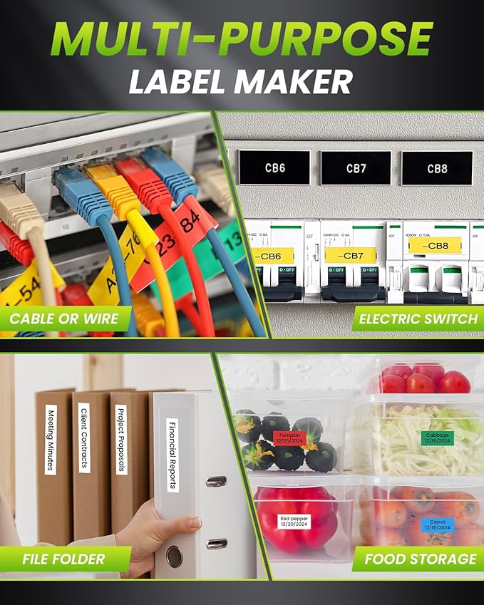 Label Maker Machine, H1100 Label Makers with Backlit Screen, Portable Label Maker Waterproof-Labels Handheld Labeler with Keyboard, Industrial Labeling Machine for Cable Wire Network