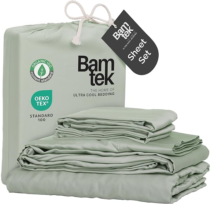 100% Viscose from Bamboo Sheets California King Size, Super Soft Bedding Set, 4PC Cooling Sheets for Hot Sleepers, Vegan Silk Moisture Wicking, Organically Grown Bedsheet, Sage - 72" x 84"