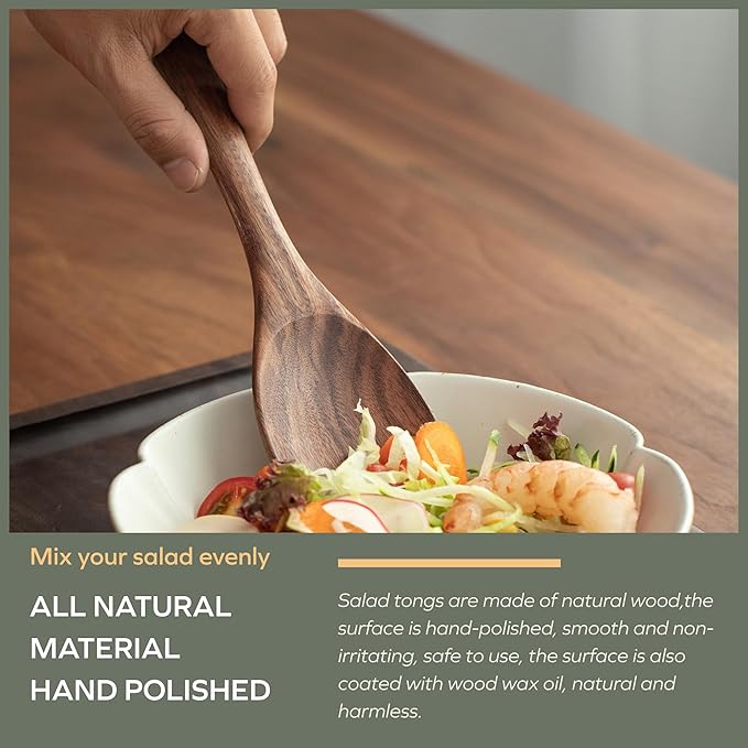 Muso Wood Acacia Salad Servers,10-inch,set of 2 (Acacia salad servers)