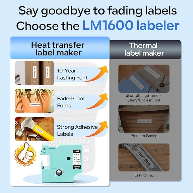 Label Maker Machine with-Tape, Rechargeable Label Makers Portable with Keyboard, LM1600 Heat Shrink Label Maker Waterproof-Labels, Cable Wire LabelMaker Labeler for Industrial Office Network