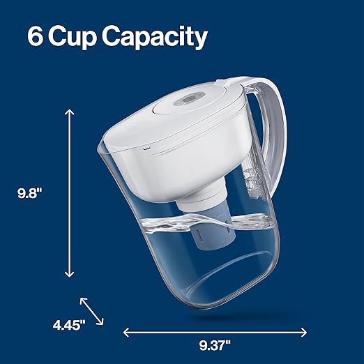 Brita Metro Elite Water Filter Pitcher, Removes 99% of Lead, Includes 1 Filter, 6-Cup, White
