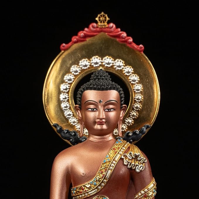 Buddha Statue Indoor, Handmade Tibetan Buddhism Copper Decoration, Hand-Painted Buddhist Budda, Hinduism Nepalese Craft Meditation(5.51", Amitabha)