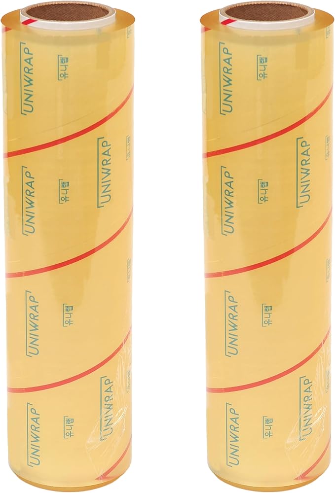 VisionTechShop Uniwrap 2 rolls of Food wrapping Plastic Cling Film for Manual & Automatic Overwrap, 13 micron, 18" x 3379', MADE IN KOREA