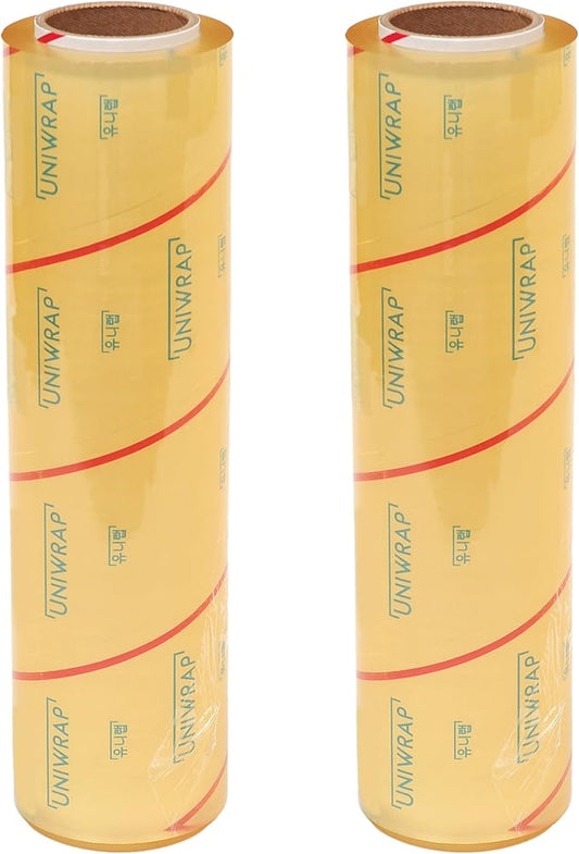 VisionTechShop Uniwrap 2 rolls of Food wrapping Plastic Cling Film for Manual & Automatic Overwrap, 13 micron, 18" x 3379', MADE IN KOREA
