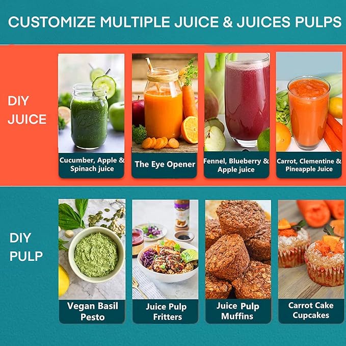 Juicer Machines, Juilist 3" Wide Mouth Juicer Extractor Max Power 800W, for Vegetable and Fruit with 3-Speed Setting, 400W Motor, Easy to Clean
