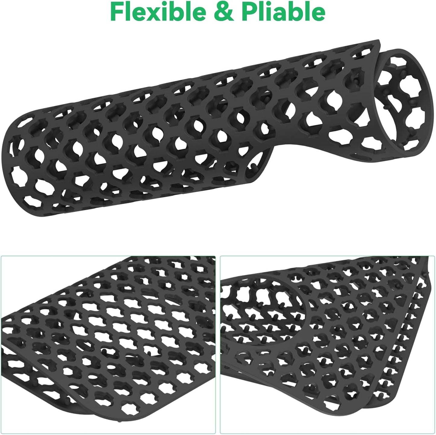 Sink Protectors for Kitchen Sink, TOOVEM 13.58"x 11.6" Kitchen Sink Mats Silicone Sink Protector, Sink Mat Grid for Kitchen Bottom of Farmhouse Stainless Steel Porcelain Sink Black 1PCS