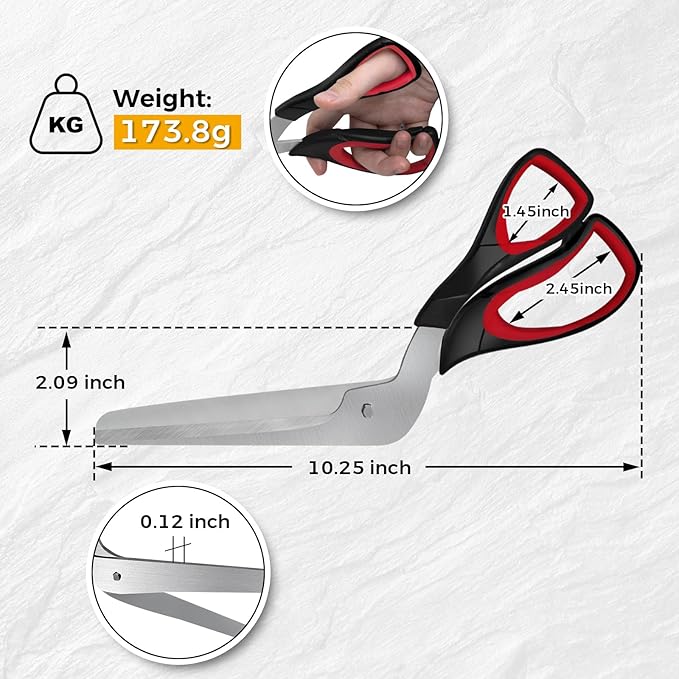 Detachable Pizza Scissors Pizza Cutter with Sharp Stainless Steel Blade and Ergonomic Soft Grip Black&Red