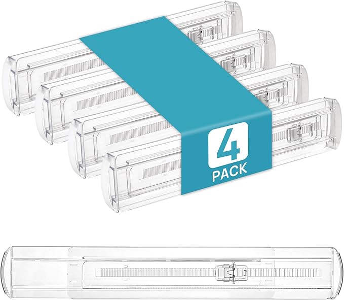Vtopmart 4 Pack Shallow Drawer Dividers, 2.36" High 12.67"-21.14" Adjustable Expandable Kitchen Drawer Organizer, Clear Plastic Organizer Separators for Flatware, Utensil, Cutlery, Underwear, Clothes