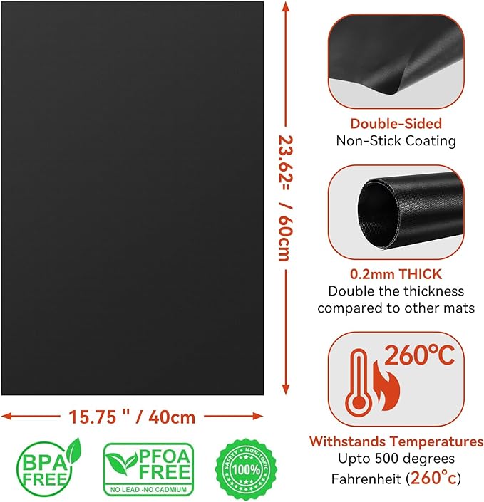 Oven Liners for Bottom of Electric Gas Oven - 3Pack Large Heavy Duty Oven Mat, Non-Stick Oven Floor Protector Liner, Reusable Heat Resistant Stovetop Air Fryer Grill Baking Mat Easy to Clean 23"x15.7"