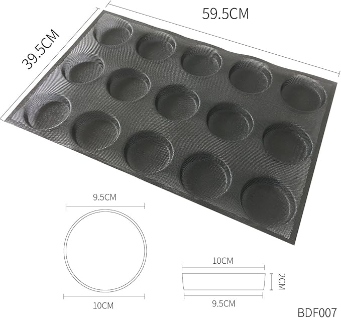 Bluedrop Silicone Hamburger Bread Forms Round Shape Bread Tray Silicone Perforated Silicone Bakery Molds Crusty Bread Bakeware