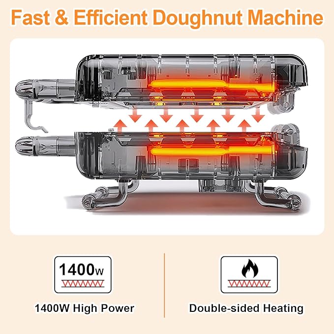 2025 Mini Donut Maker Machine for Home, Kid-Friendly 16-Hole Electric Doughnut and Pancake Maker with Non-Stick Surface, Ideal for Homemade Doughnuts (Black with Mini Oven Gloves & Brush)