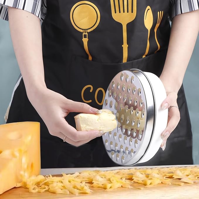 Cheese Grater Citrus Lemon Zester with Food Storage Container & Lid - Perfect For Hard Parmesan Or Soft Cheddar Cheeses, Ginger, Vegetables, Butter, Chocolate & Nutmeg (White)