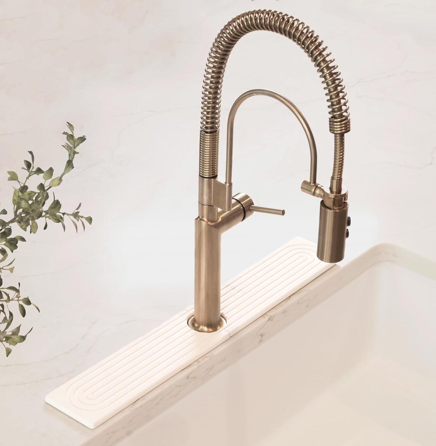 Drying Stone Faucet Mat for Kitchen Sink | Diatomite Sink Tray | Super Absorbent Quick Drying Stone Mat | Kitchen Tray for Counter | Faucet Splash Guard for Bathroom Counter (White, 23.6" x 3.9")