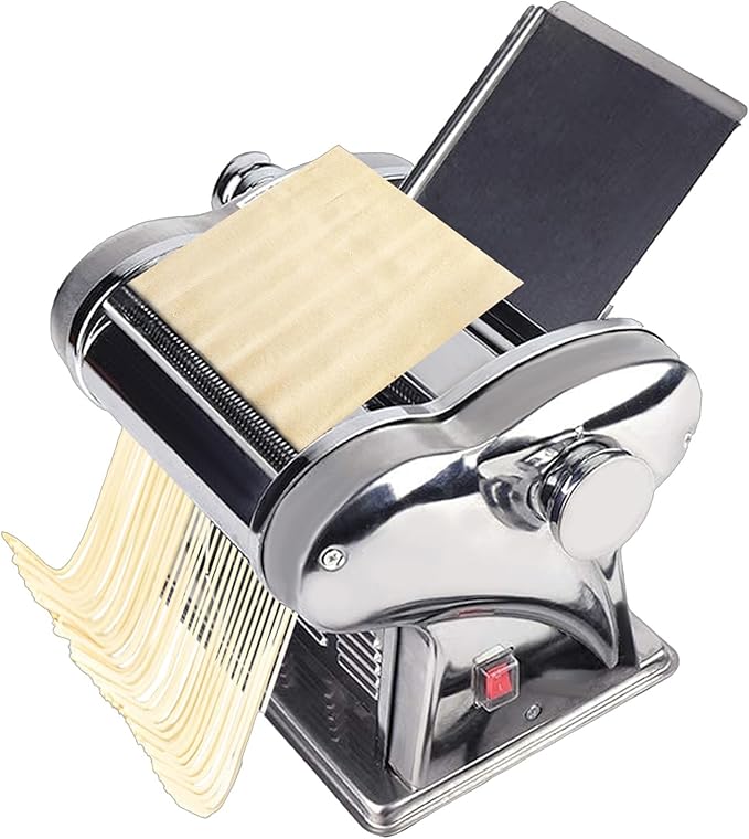 135W Electric Pasta Maker, Pasta Maker 8-Speed Adjustment, Stainless Steel, Pasta Machine one-Touch Start Make Dough Sheets, Dumpling Skins, Wonton Skins, Pancakes