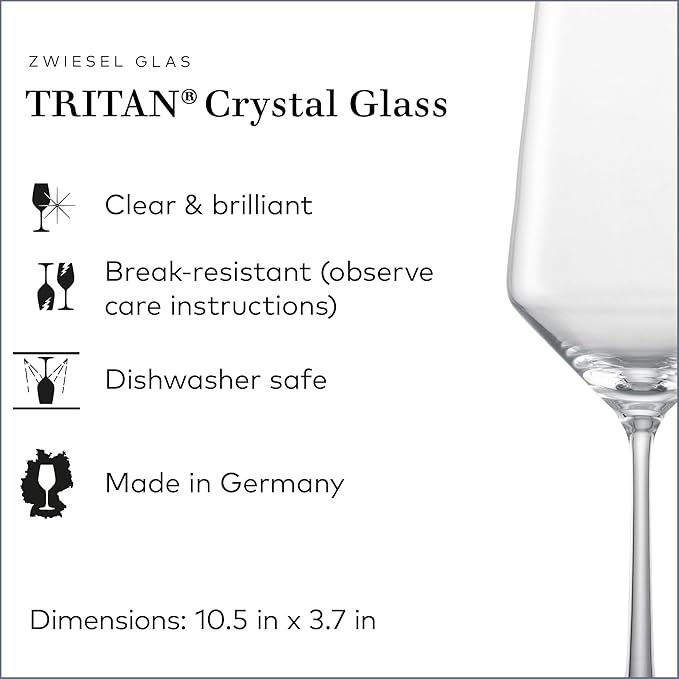 ZWIESEL GLAS Pure Bordeaux Red Wine Glass (Set of 2), Bordeaux Glasses for Red Wine, Dishwasher-Safe Tritan Crystal Glasses, Made in Germany (23 Ounce)