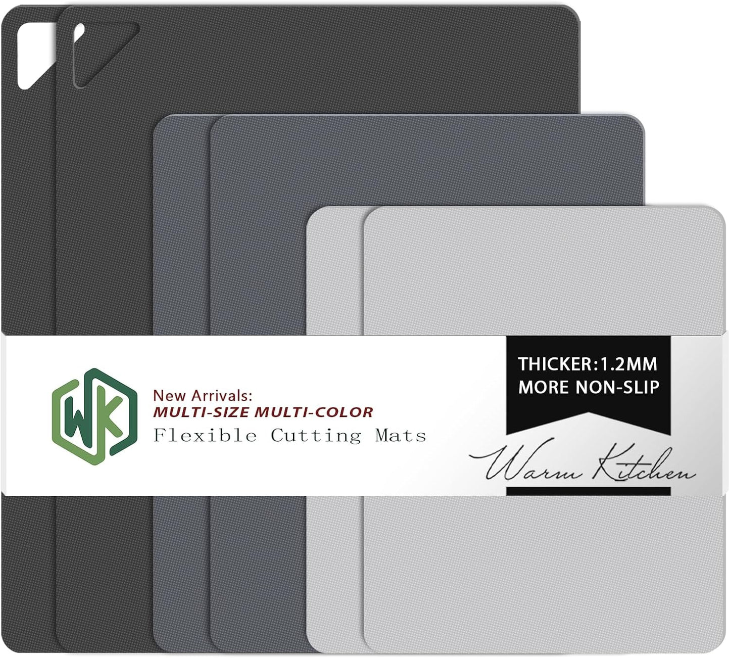 WK Flexible Plastic Cutting Boards for Kitchen, 6 Pieces Cutting Board Mats, Thin Cutting Board Sheets, Dishwasher Safe, BPA Free, Multi Sizes Set of 6