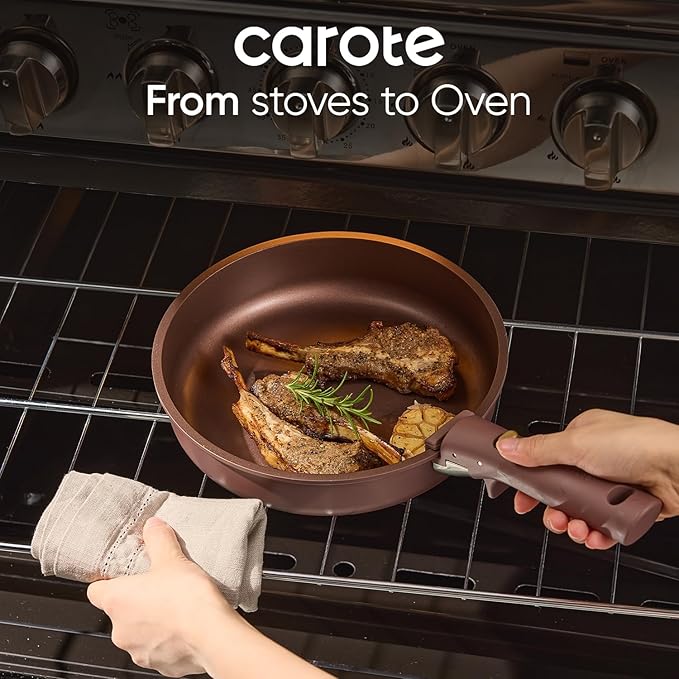 CAROTE 27pcs Pots and Pans Set Non Stick, Gift Set Nonstick Cookware Die-cast Aluminum Detachable Handle, Dishwasher/Oven Safe, Induction Cooking Pot and Pan Sets, Coffee, RV Kitchen Cookwares