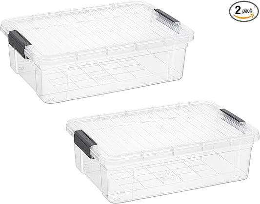 Superio Clear Storage Boxes with Lids, 16 Quart Plastic Container Bins for Organizing, Stackable Crates, BPA Free, Non Toxic, Odor Free, Organizers for Home, Office, School, and Dorm