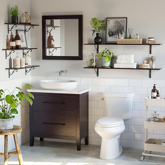 DINZI LVJ Long Wall Shelves, 39.4 Inch Large Floating Shelves Set of 2, Wide Display Shelf Wall Mounted with Brackets, Easy Hanging for Living Room, Toilet, Office, Bedroom, Espresso