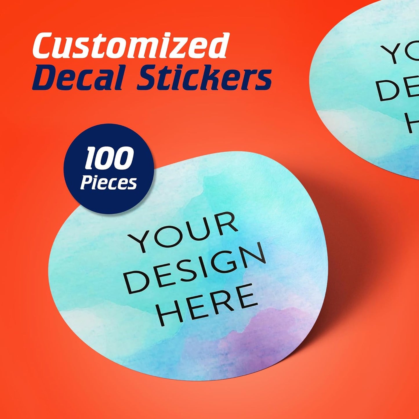 100 Custom Vinyl Stickers - Upload Your own Image, Text, Design, Logo - Personalized Logo Labels for Handmade, Packaging, Bottle, Jars, Candle, Brand Stickers (Sky Blue, 5x5)