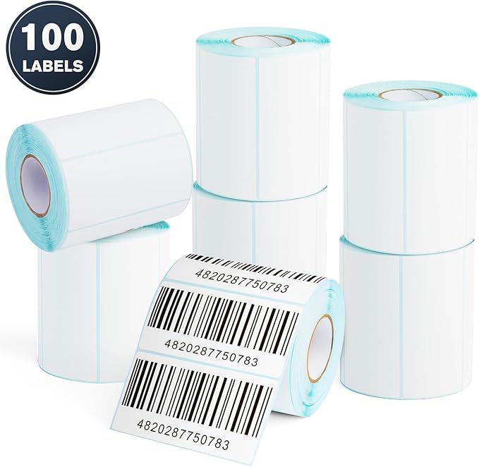 JTIEO 2" x 4" Sticker Labels Direct Thermal Labels 100Pcs Shipping Label, Compatible with Zebra & Rollo Label Printer.