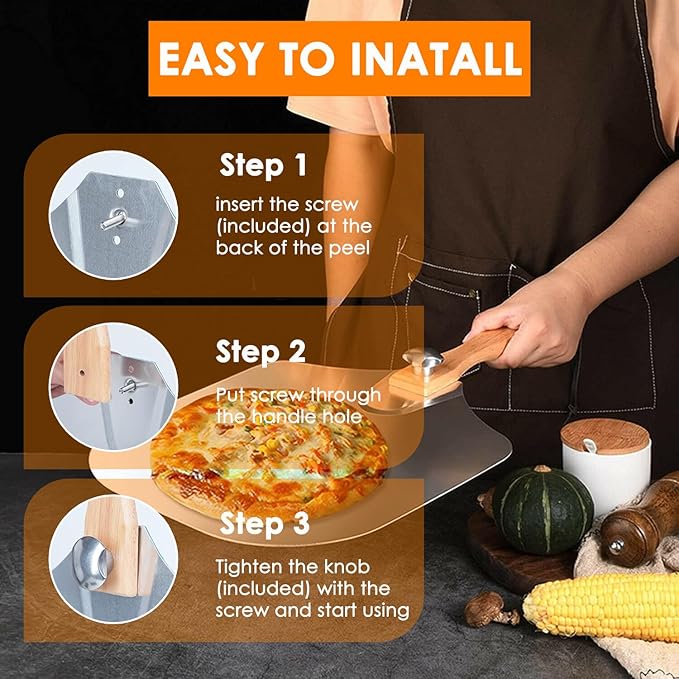 Aluminum Metal Pizza Peel 12 x 14 Inch, Rectangular, Silver, Pizza Peel, Pizza Peels