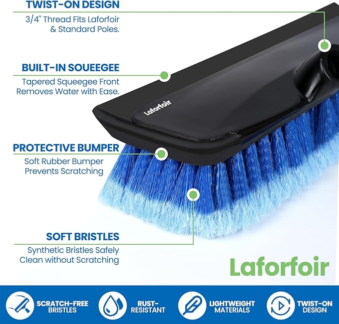2-in-1 Water-accessible Soft-Bristle Brush | Lightweight Extension Pole Handle | Soft Bristles wash Car, RV, Boat, Solar Panel, Deck | Shower Brush for Cleaning | Floor Brush(Brush only, no Pole)