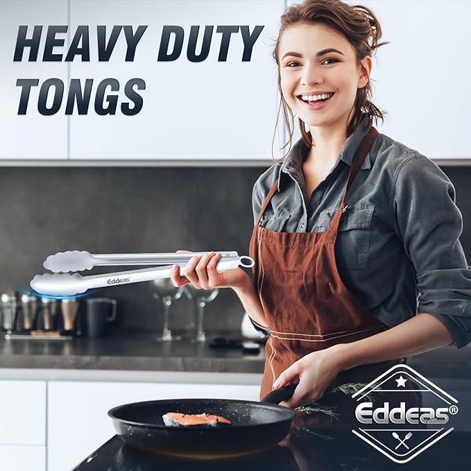 Tongs For Cooking - All Metal Heat Resistant 600 Degrees Kitchen Tongs, Stainless Steel Locking Tongs, For Food,Salad, BBQ, Grill, Dishwasher, Set of 3-7",9" & 12 inch