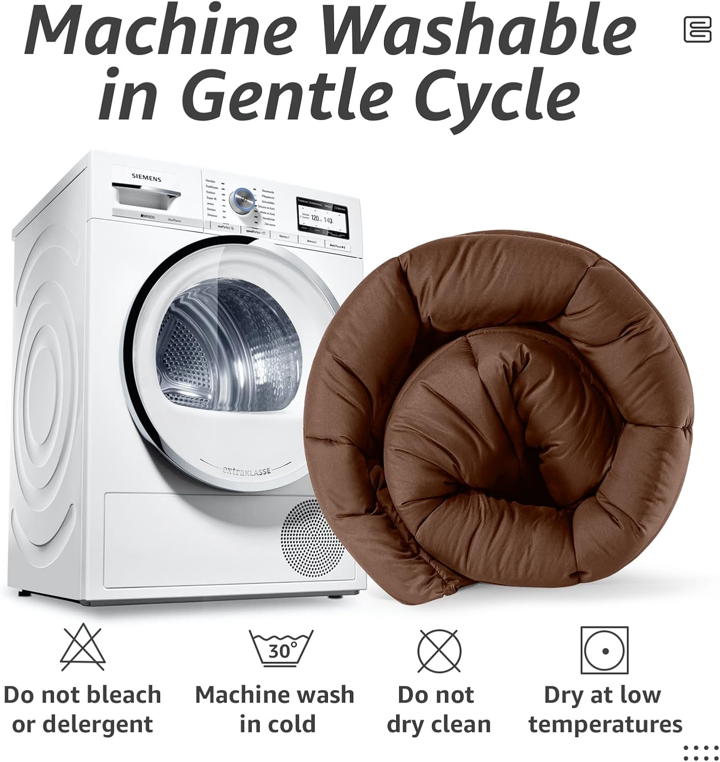 HYLEORY All Season California King Size Bed Comforter - Cooling Down Alternative Quilted Duvet Insert with Corner Tabs - Winter Warm - Machine Washable - Mocha Coffee,Cal King(96*104)