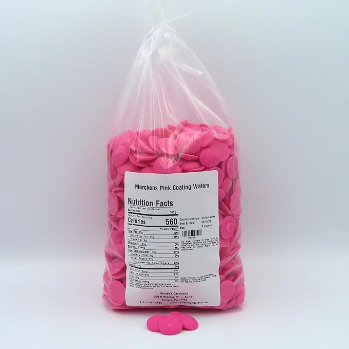 MERCKENS Coating Wafers, Pink Melting Chocolate, 5 Pound Package