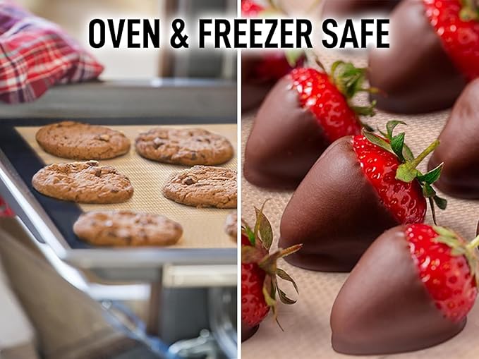 Zulay Kitchen 16.5"x11.6" 3-Pack Silicone Baking Mat Sheet - Reusable Silicone Baking Sheet - Easy & Convenient Nonstick Baking Supplies - Silicone Mats for Baking - Baking Mat For Oven - (Dark Gray)