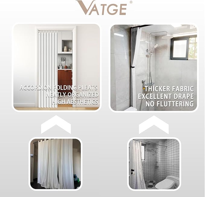 Vatge Accordion Door Curtains for Closet, Laundry Room Curtain for Doorway, Hallway Curtain for Space Privacy, 1 Panel with Tieback, W39 x L78, Stone White