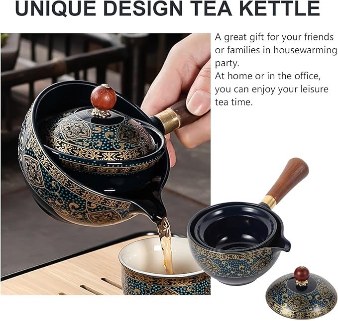 Chinese Ceramic Teapot Classical Porcelain Chinese Gongfu Tea Set 360 Rotation Ceramic Teapot with Tea Strainer for Loose Leaf Tea