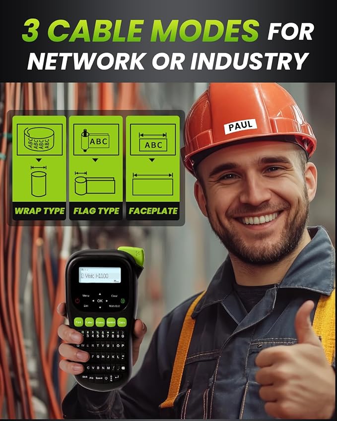 Label Maker Machine, H1100 Label Makers with Backlit Screen, Portable Label Maker Waterproof-Labels Handheld Labeler with Keyboard, Industrial Labeling Machine for Cable Wire Network