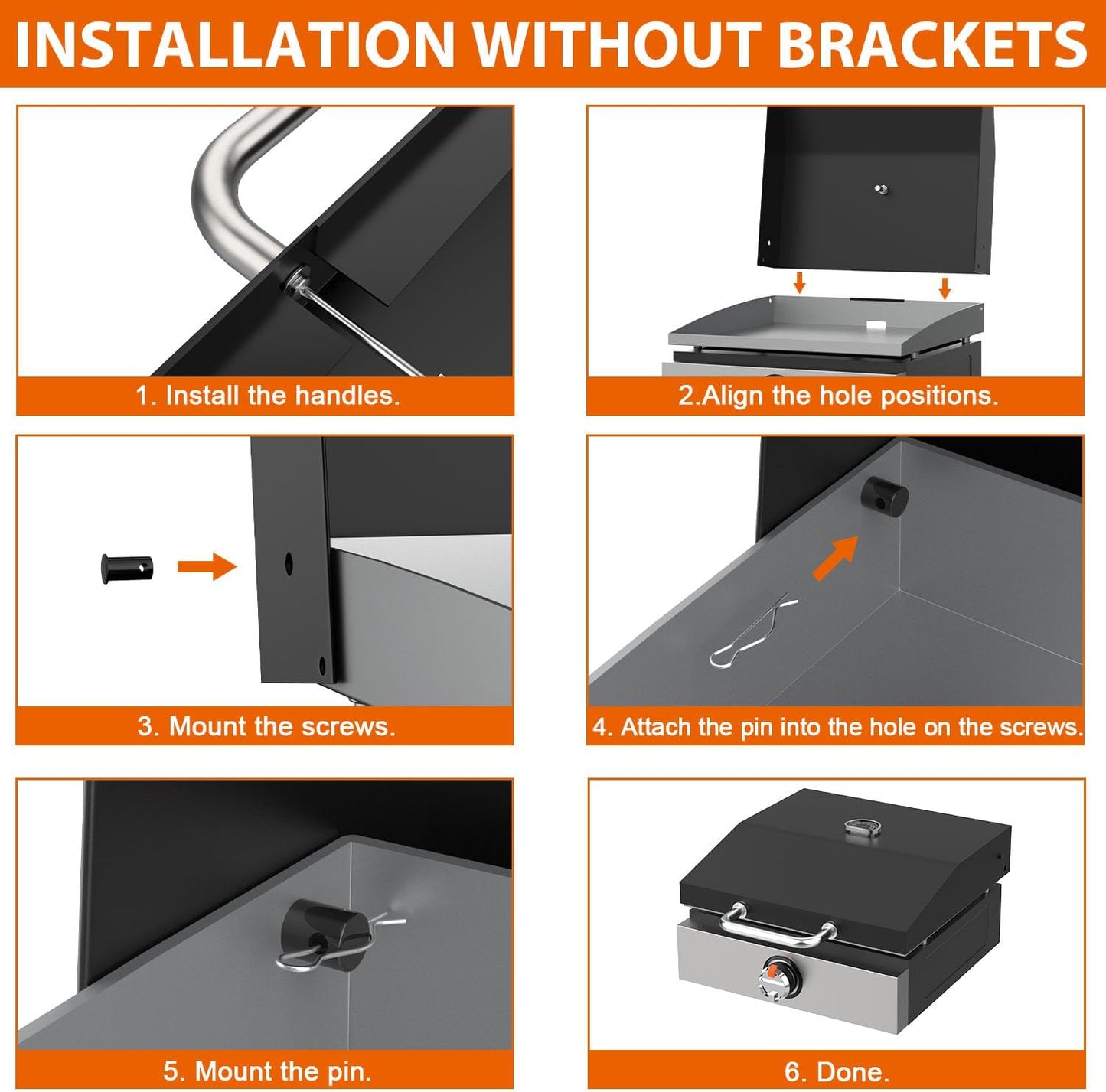 Hard Cover Hood with Temperature Gauge for Blackstone 17 inch Table Top Griddle, Hinged Lid for Blackstone 17" Front or Rear Grease Model, Black