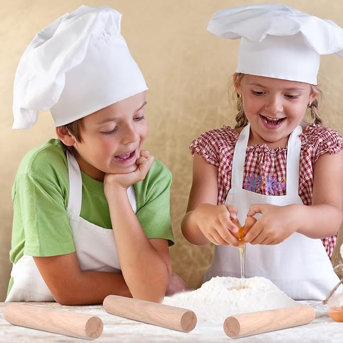 Small Wooden Rolling Pin, Dumpling Dough Roller Wooden Mini Rolling Pins Kitchen Utensil Tool for Fondant, Pasta, Bread, Pastry, Cookies, Pizza, Pie, Cylinder Style, 6.3 Inch (10 Pieces)