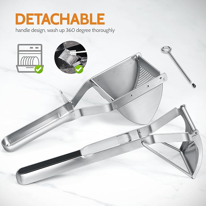 Potato Ricer, Sopito Stainless Steel Potato Masher for Commercial and Home Use, Black