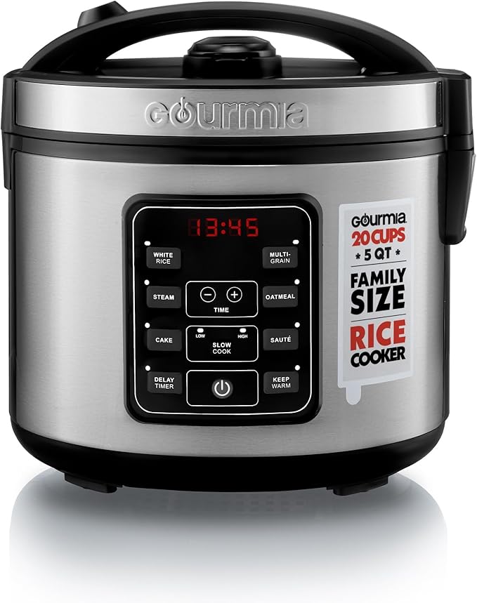 Digital 20-Cup Rice Cooker & Steamer, 5-Qt One-Touch 8-in-1 Cooker w/Delay Timer & Warm