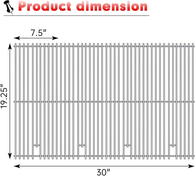 9MM 16517 Grill Grates Replacement for Bull Grill Replacement Parts, BBQ Bull Angus 4 Burner 47628 47629, Steer Premium 69008, Lonestar 87049, Bull Outlaw 26038 26039, Stainless Steel Grids