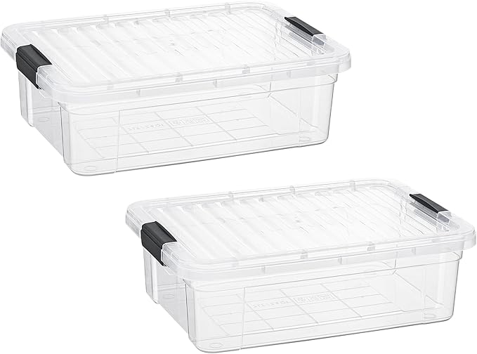 Superio Storage Bins with Lids- 2 Pack, 7.4 Qt Clear Boxes for Organizing, Stackable Plastic Containers- BPA Free, Non-Toxic, Odor Free, Organizer for Home, Office, Dorm
