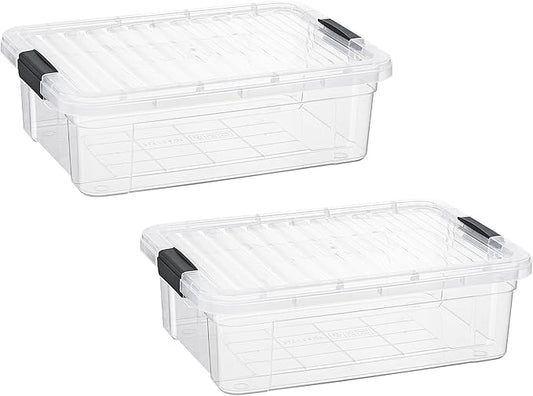 Superio Storage Bins with Lids- 2 Pack, 7.4 Qt Clear Boxes for Organizing, Stackable Plastic Containers- BPA Free, Non-Toxic, Odor Free, Organizer for Home, Office, Dorm