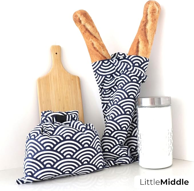 2 XL Beeswax Bread Bags for Homemade Sourdough, Produce, Sandwiches & Lunchbox Use - Reusable Bread Storage Bags, Washable (2-Pack)