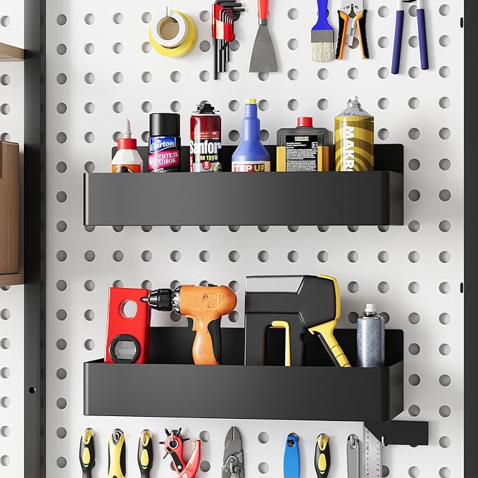 Magnetic Spice Rack for Refrigerator, Kitchen Organizer and Storage Shelf, Black (2 Pack)…