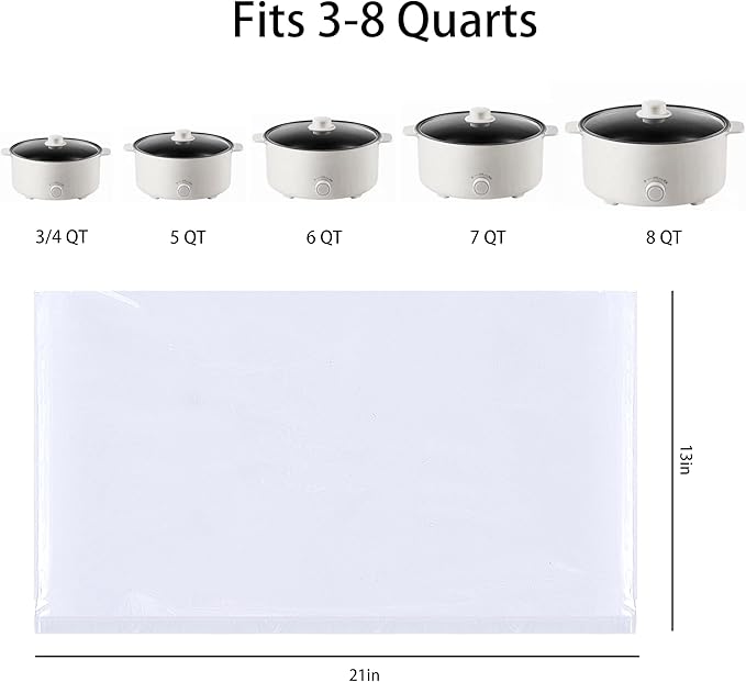 20 Pack Slow Cooker Liners for 3-8 Quart Crock Pot, 13"x 21" Large Size Disposable Oval Slow Cooker Bags, BPA-Free and Easy to Clean