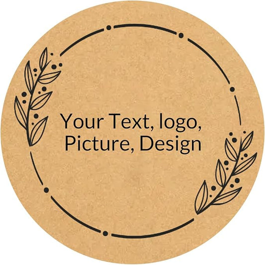 Custom Stickers Kraft Paper Labels Personalized Withe Text, Business Logo Customized Food Jars Labels Bakery Label Sticker Package Favor Canning Circle 100pcs (Style 1)
