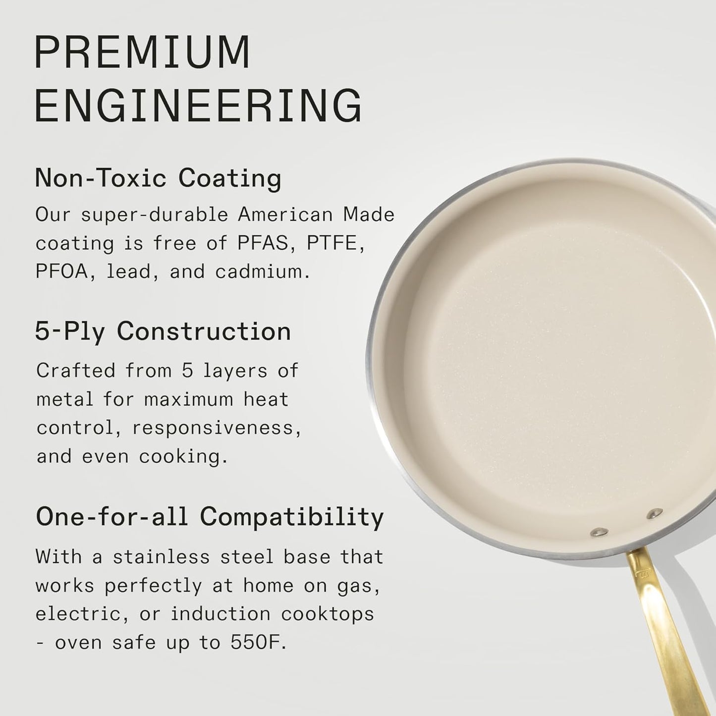 Made In Cookware - 12" Ceramic Non Stick Frying Pan (Antique Brass Handle) - 5-Ply Stainless Clad with Stay-Cool Handle - Professional Cookware - Induction Compatible