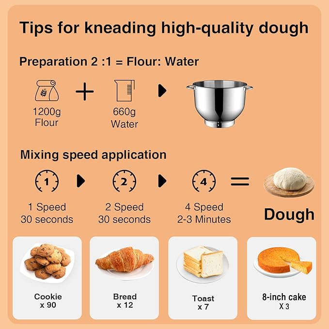 Stand Mixer, 6.5 Qt 660W, 6-Speed Tilt-Head Food Dough Mixer, Kitchen Electric Mixer with Stainless Steel Bowl,Dough Hook,Whisk, Beater, Egg white separator (6.5-QT, Silver)