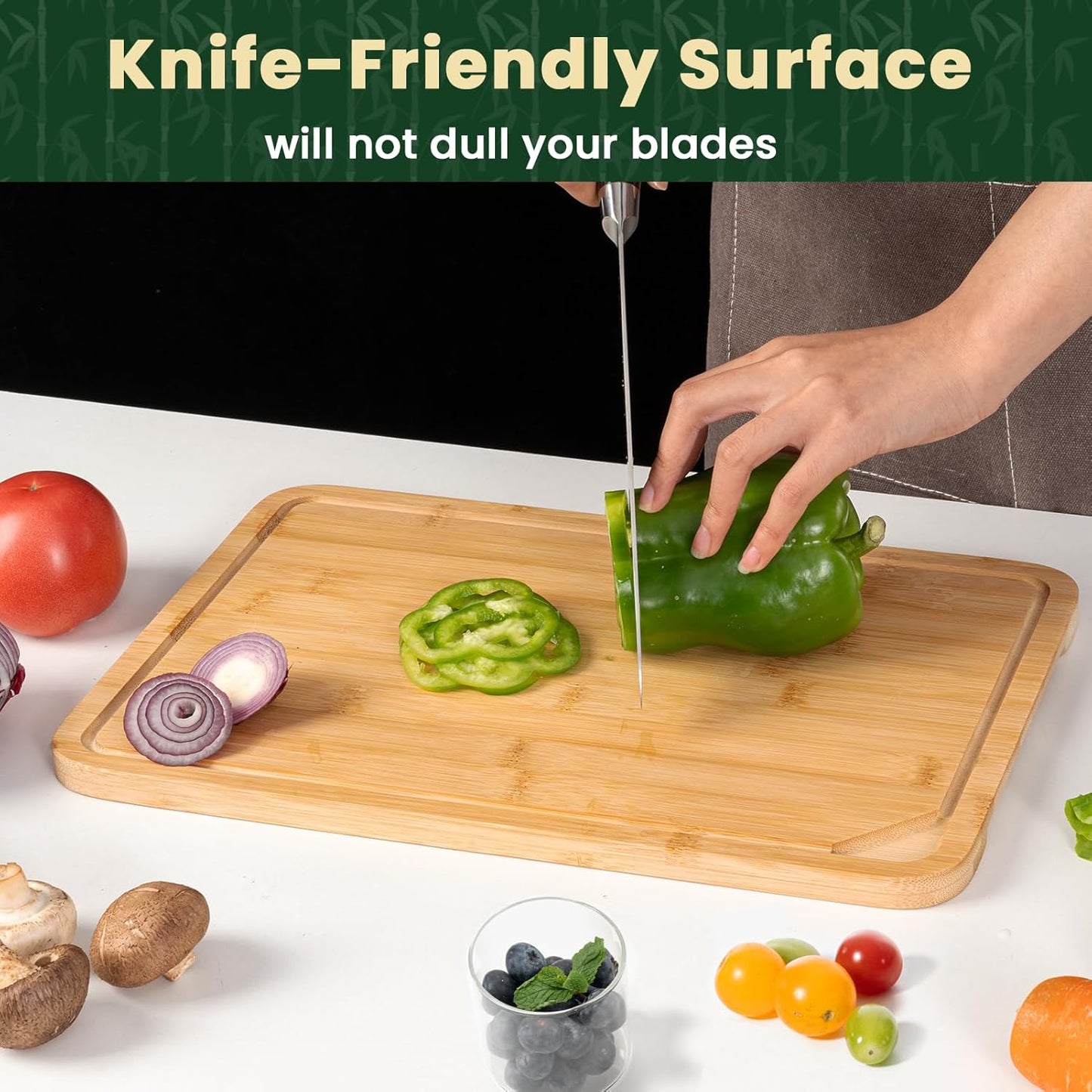 Heimlove 24" Extra Large Cutting Board, Wooden Cutting Boards for Kitchen Charcuterie Boards with Juice Groove and Handles, Chopping Board for Meat, Vegetables and Cheese