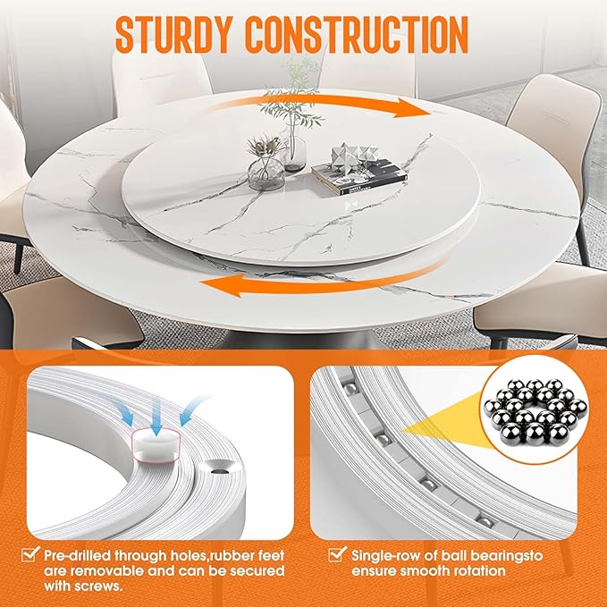 Pisman Aluminium Alloy Turntable Bearing, Heavy Duty Lazy Susan Rotating Bearing Turntable,Smooth Swivel Plate Hardware for Round Dining Table,DIY. Silent Rotating Base Only.(18inch)