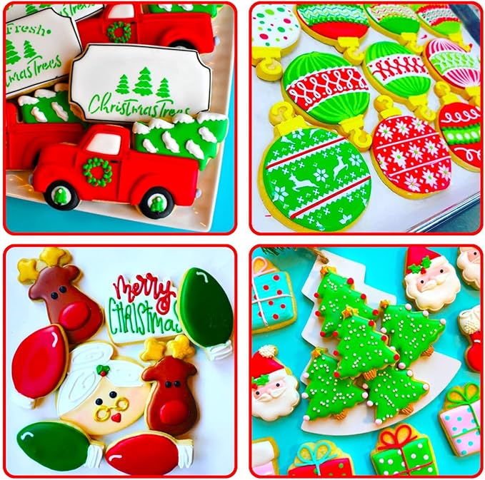 Christmas Ornament Cookie Cutters 8Pcs, Large Cookie Cutters Sturdy Stainless Steel Fondant Dough Cutters for Baking Christmas Decoration